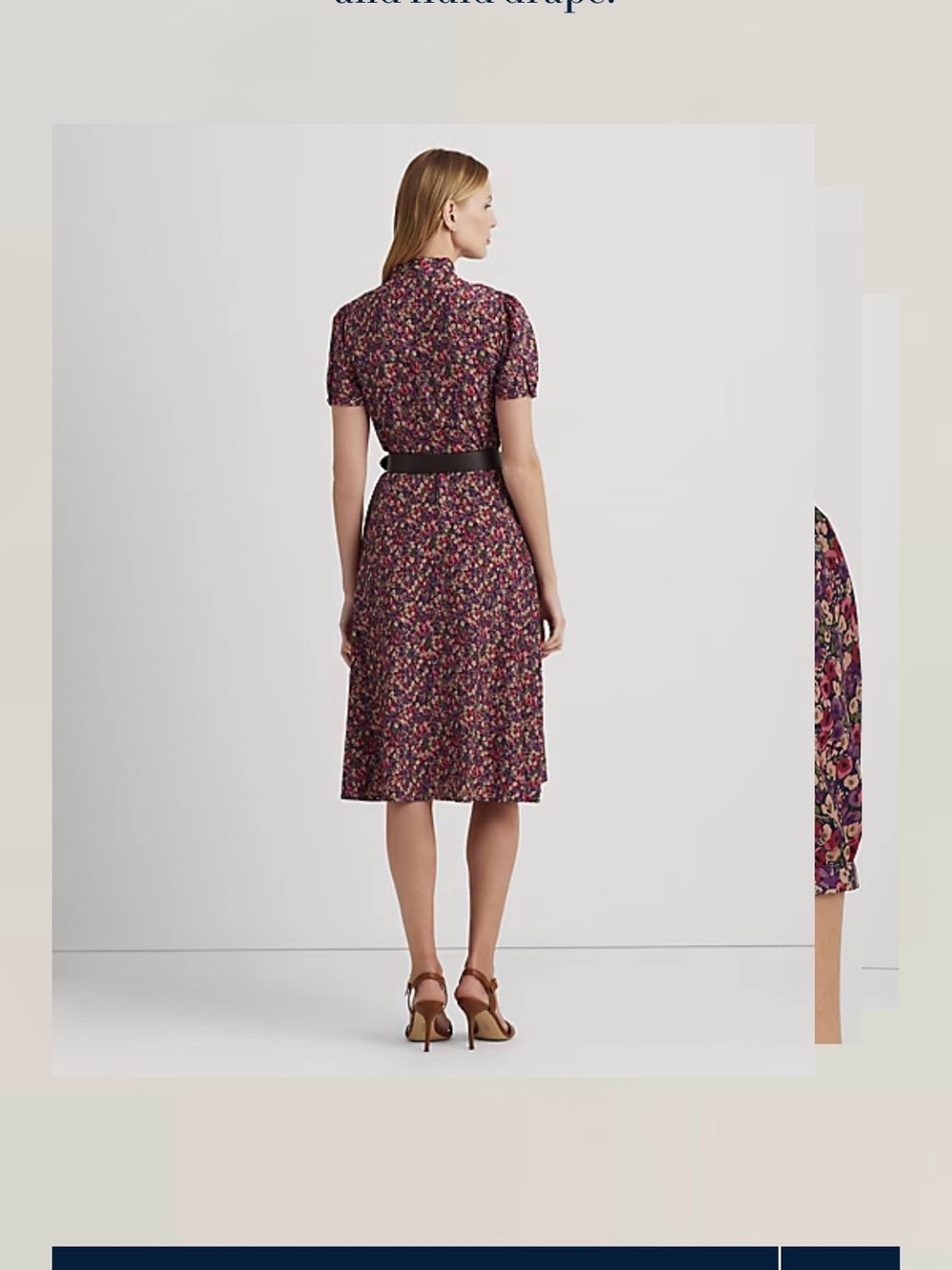 Lauren by Ralph Lauren Curve Zachari-Floral Classic Midi Shirt Dress Size 10P - Picture 11 of 16